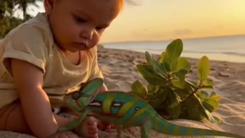Baby Watches Chameleon