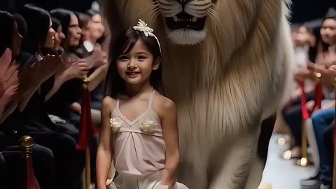 Big lion __Cute baby fashion show #lion #baby #agt #shorts #rksedit