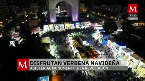 Zócalo y Monumento a la Revolución abarrotados por las verbenas navideñas en CdMx