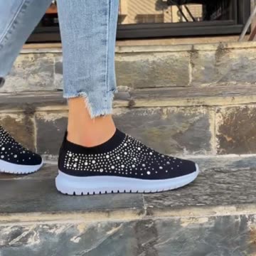 Women's Rhinestone Decor Slip-on Sneakers