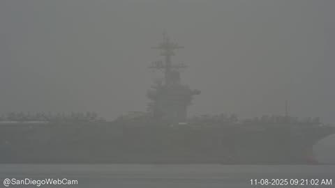 USS Roosevelt (CVN-71) Inbound Foggy San Diego w/Full Deck!