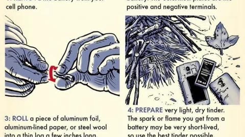 How to start a fire with a cell phone battery 💪🍂🌲🍁👊🔥☑