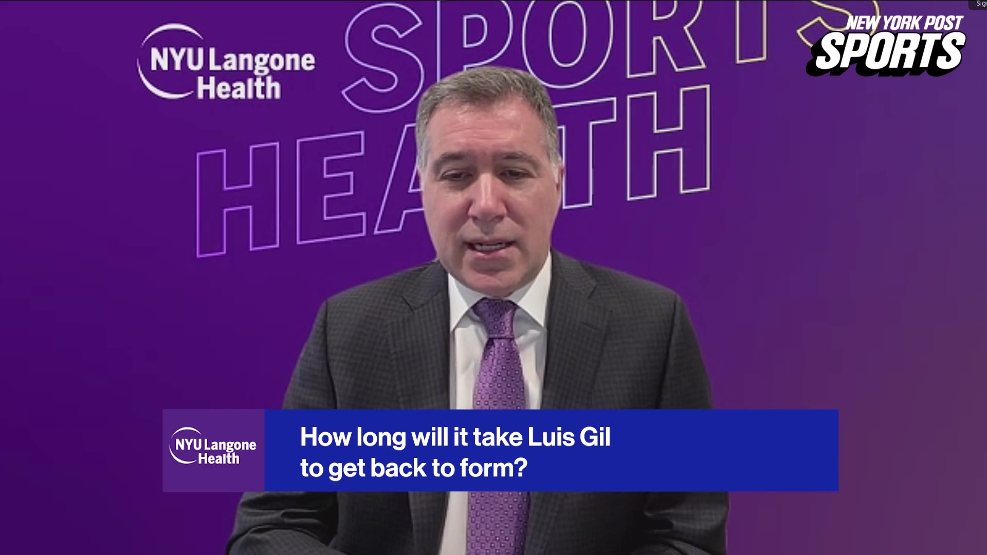 NYU Langone's Mark Grossman, MD, explains Luis Gil's recovery process from a high-grade right lat strain
