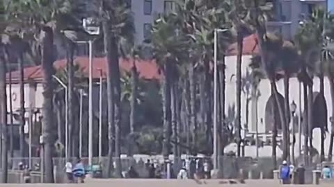 Helicopter crash in Huntington Beach, California.
