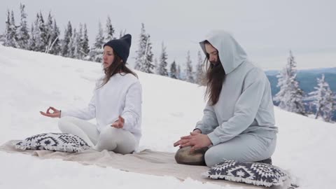 Women Meditating, Peace at Mind - Doing Yoga Position -Meditate