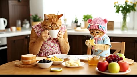 Mama Cat Trims Fur on the Farm and Makes Tiger Hat For Kittens At Home🐾🎩🐯