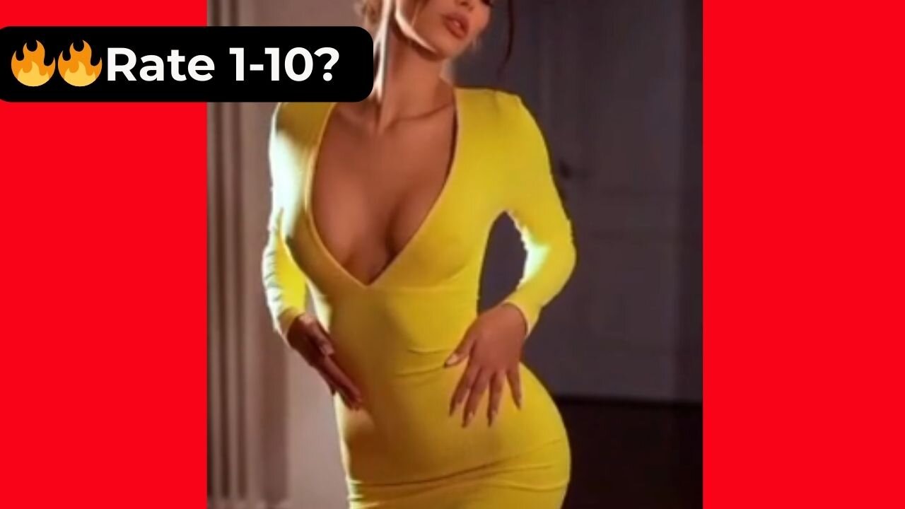 🔥 Rate Her Chest in This Yellow Dress 1-10? 😍 Supermodel 4K