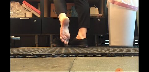 Starbucks Bartista Barefoot Behind The Counter