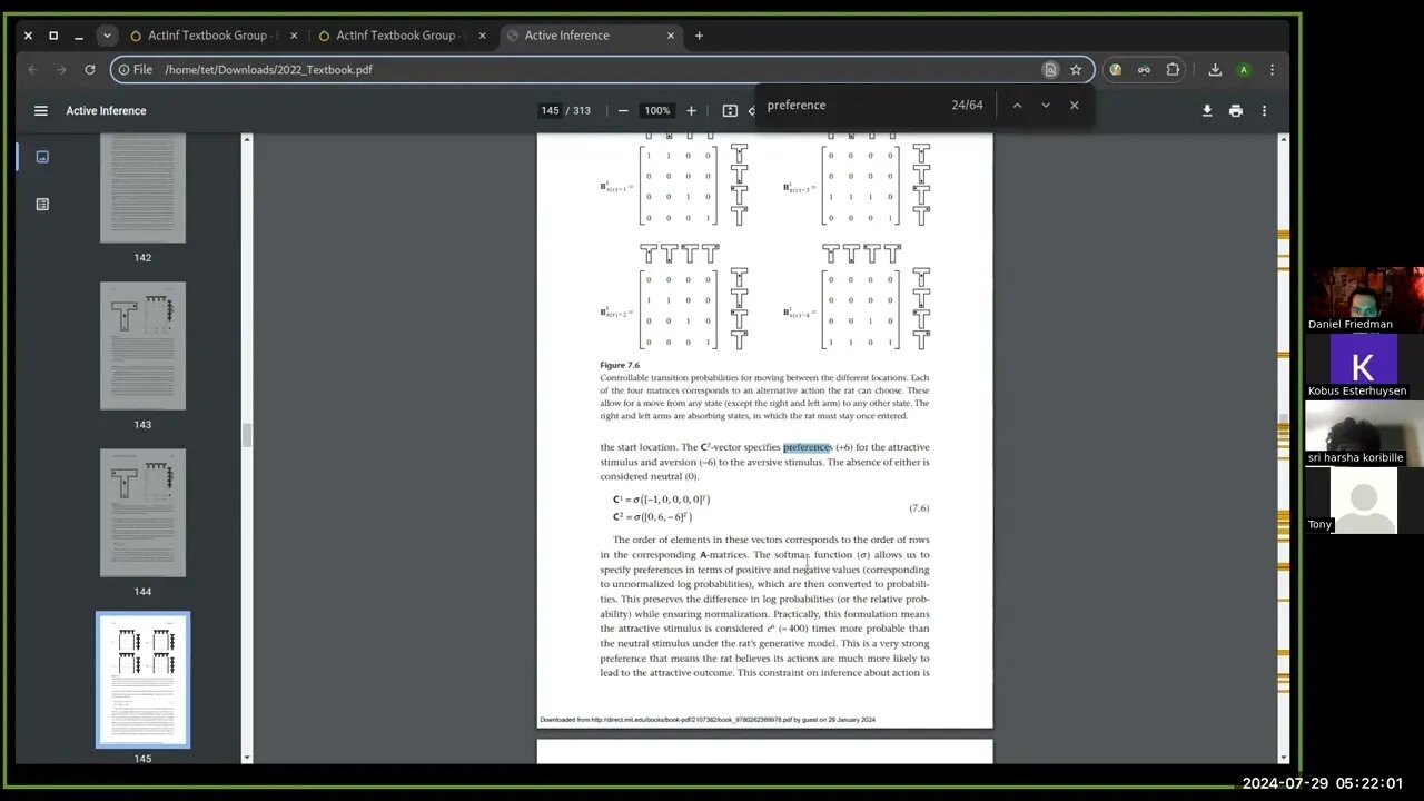 ActInf Textbook Group ~ Cohort 7 ~ Session 3 (Modeling & General Discussion) ~ 7/29/2024