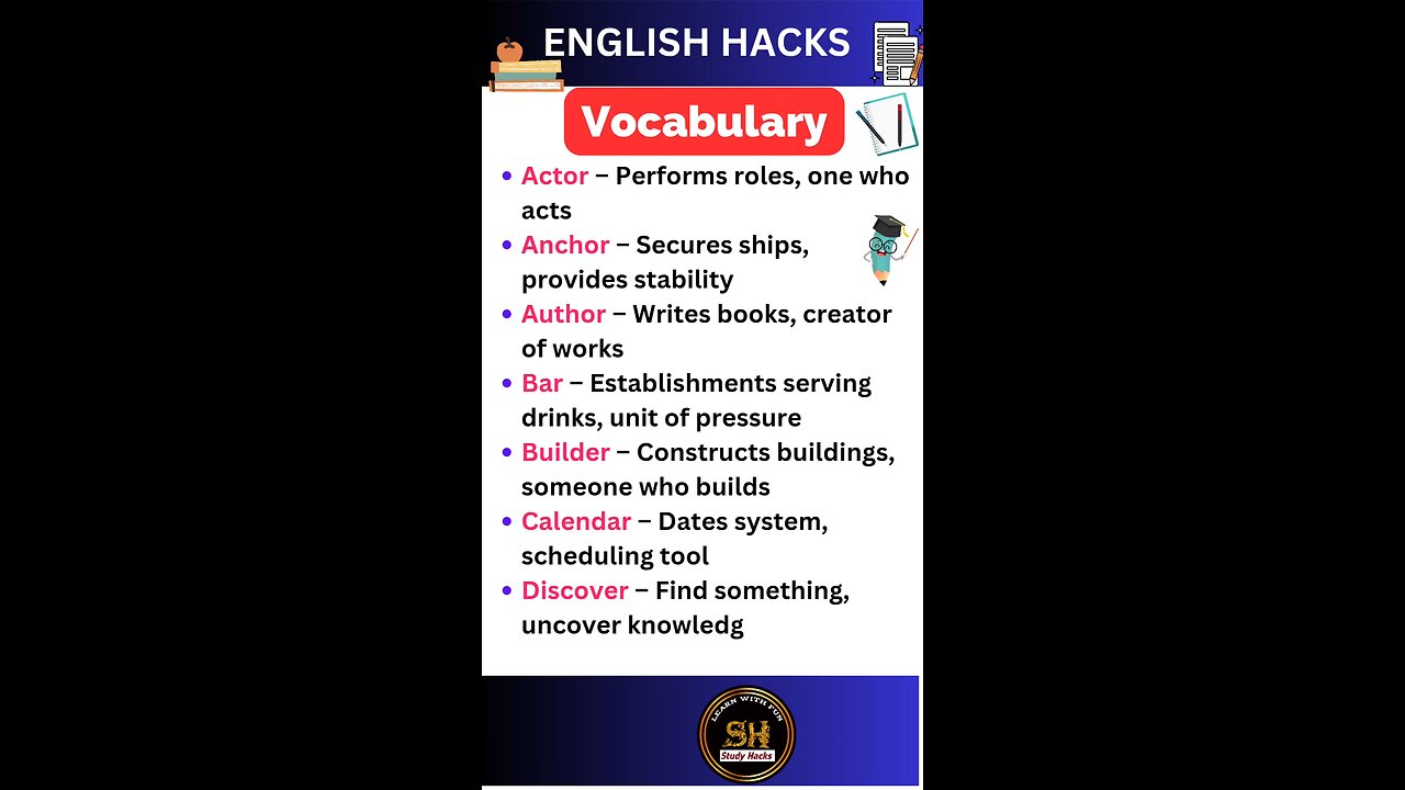 Daily use Important vocabulary words for exam 2025 51 #studyhacks123 #vocabulary #english #shorts