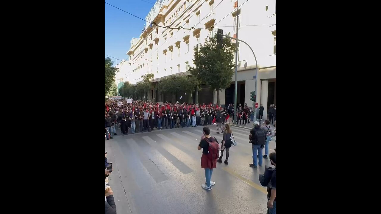 Greek students are storming Athens today, standing in solidarity with the Tempi victims.