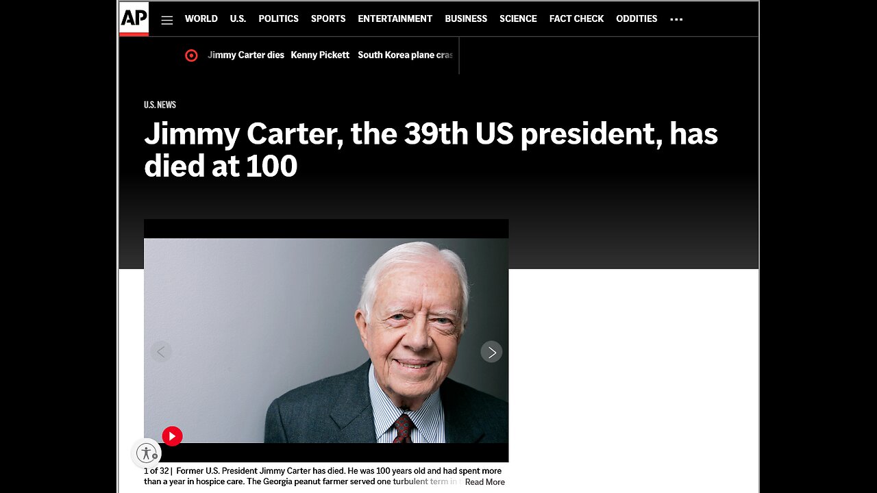 Jimmy Carter, the 39th US president, has died at 100