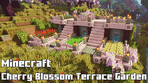 Minecraft Cherry Blossom Terrace Garden - Urban Oasis Build