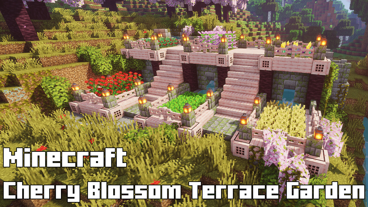 Minecraft Cherry Blossom Terrace Garden - Urban Oasis Build