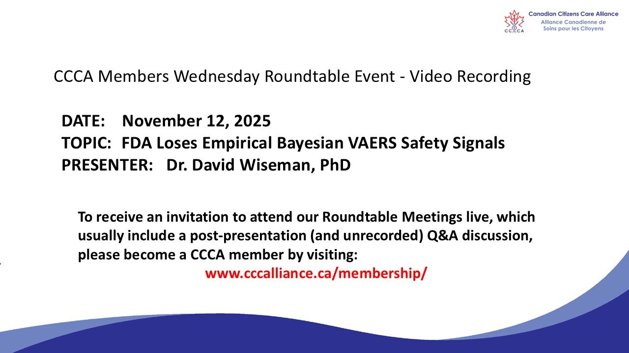 CCCA Roundtable: FDA Loses Empirical Bayesian VAERS Safety Signals