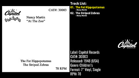 Nancy Martin – At The Zoo (Full Record) – 1948– CAT.# 30003