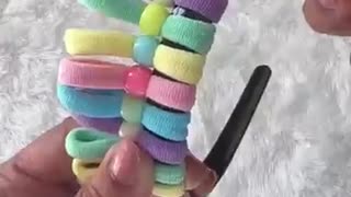 Must Watch: Trending hairband / viral rubber band hairband / ￼Diy cute rainbow e