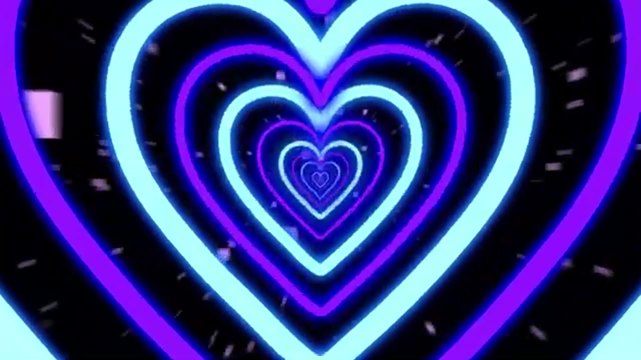 1130. Neon Lights Love Heart Tunnel Particles loop purple blue glow