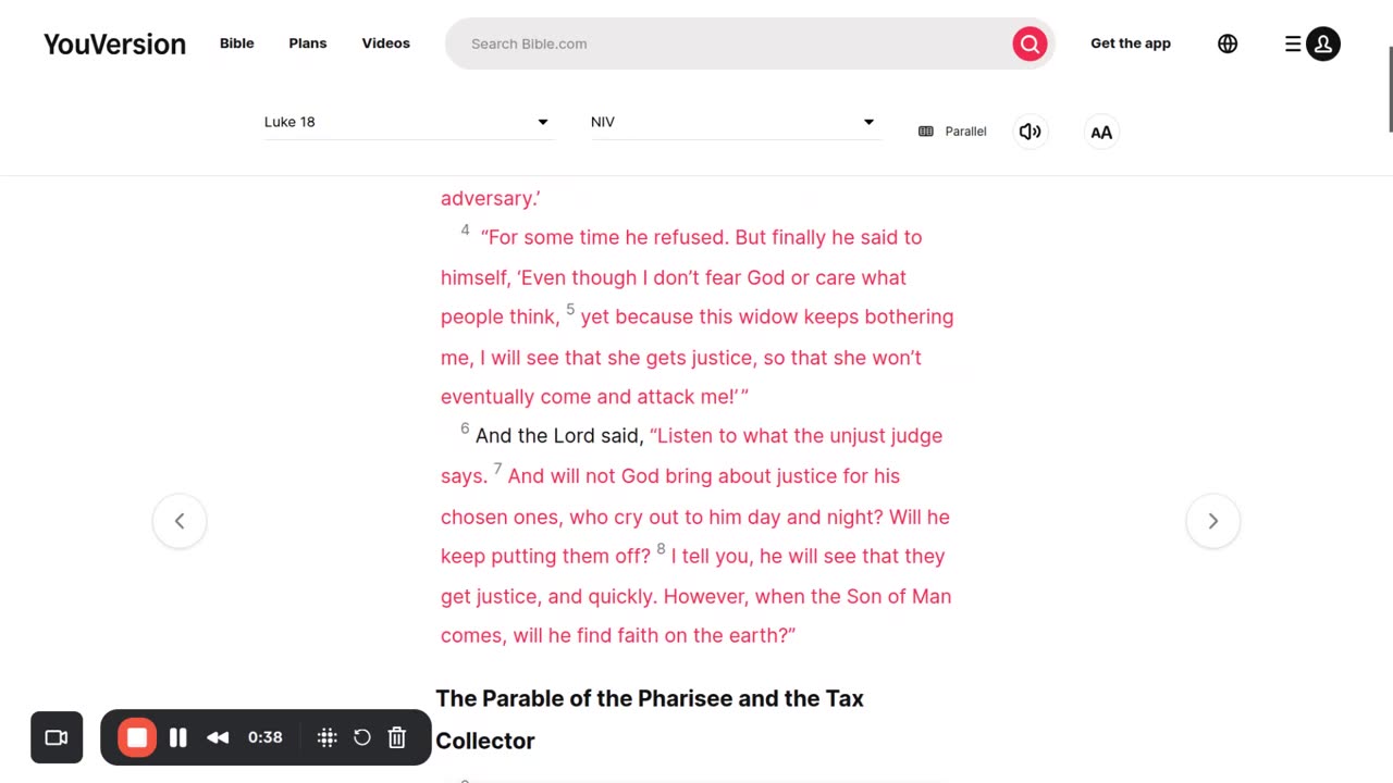 Parable of the Persistent Widow. Luke 18