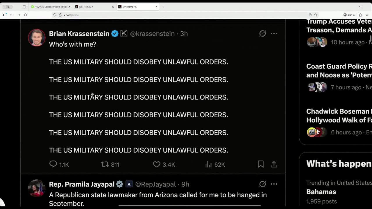 11/20/25 Episode #259 Sedition & Treason in MSM on tv!!!!