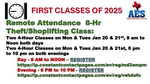 Remote Attendance 8-Hr Theft/Shoplifting Class: