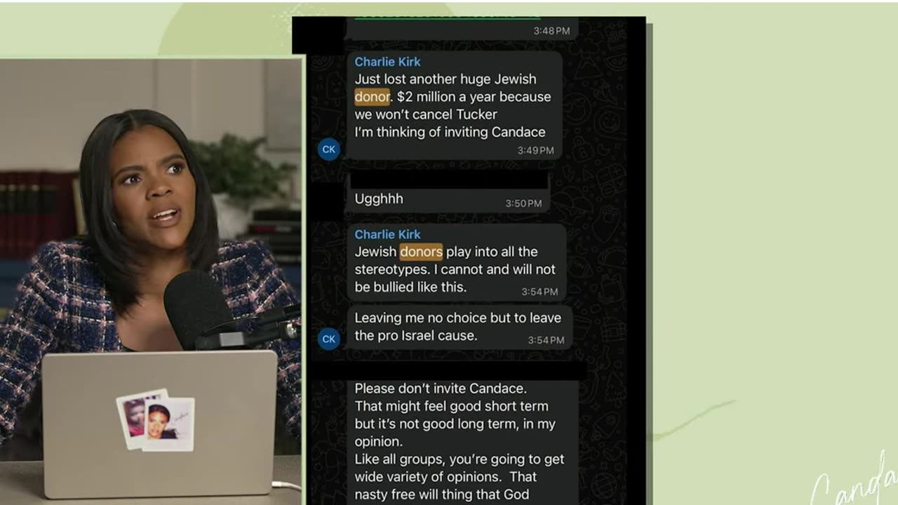 Candace Owen Revealing Charlie Kirk's Text