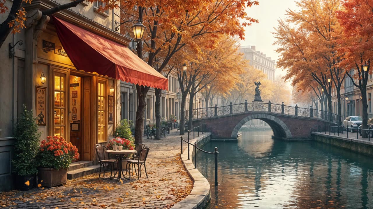 Cozy Autumn Jazz at a European Cafe | Relaxing Music for Work & Study