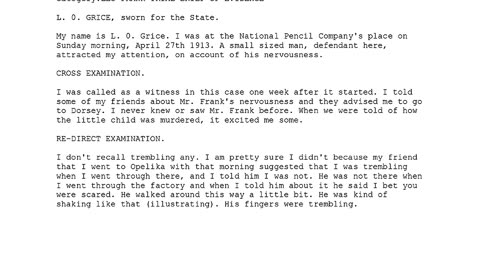 L 0 GRICE, Sworn In For The State, 26th To Testify