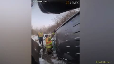 Liberty officer, firefighters help rescue mom, infant from icy water