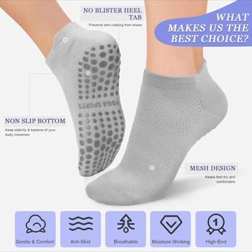 yeuG 4/6 Pairs Pilates Socks fWoman for Barre, Hospital, Barefoot