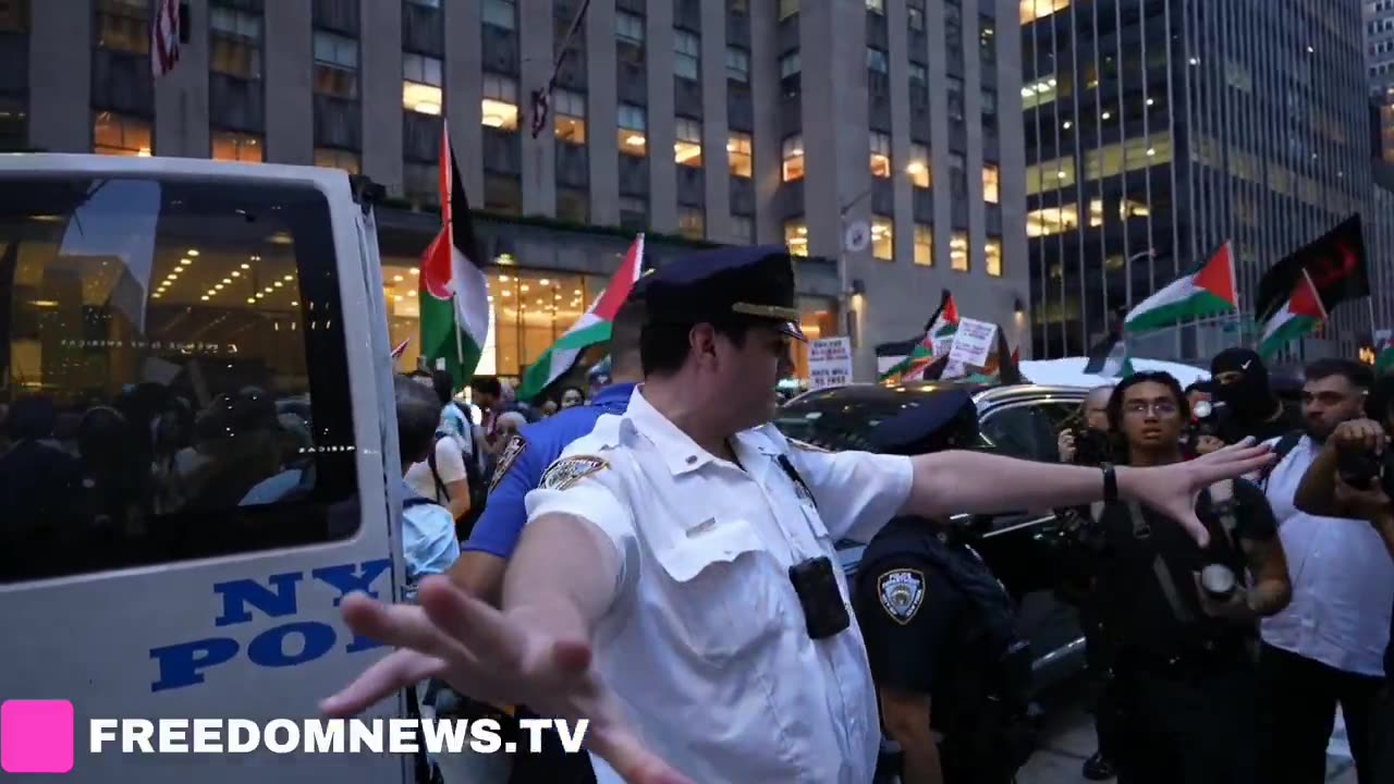 NYC: "Do not touch us! Do not touch us! Zone of safety!" NYPD officer speaks during arrest