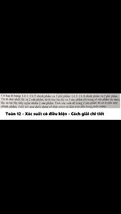 Toán 12: Có hai lô hàng. Lô 1: Có 7 chính phẩm và 3 phế phẩm. Lô 2: Có 8 chính phẩm và 2 phế phẩm