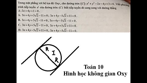 Toán 10: Trong mặt phẳng với hệ tọa độ Oxy, cho đường tròn (C): x^2 + y^2 - 2x - 4y + 3 = 0. Viết