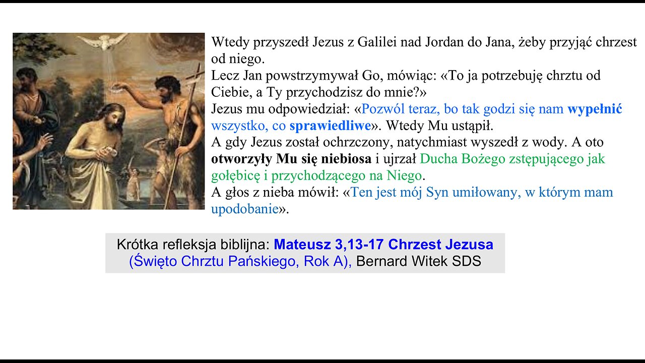 Mateusz 3,13-17 Chrzest Jezusa