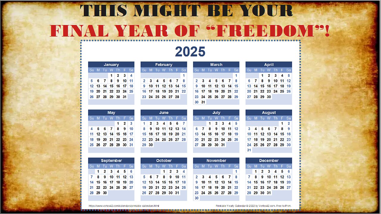 THIS MIGHT BE YOUR FINAL YEAR OF FREEDOM