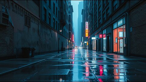 Rainy City Street Ambience – Relaxing Urban Rain Sounds with Moody Instrumental Background