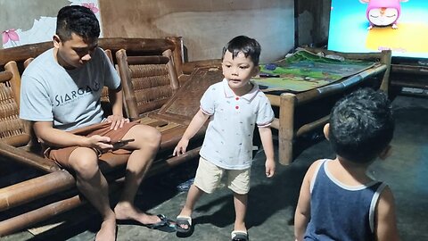 Grey and Isaiah: Watching TV and Running Around