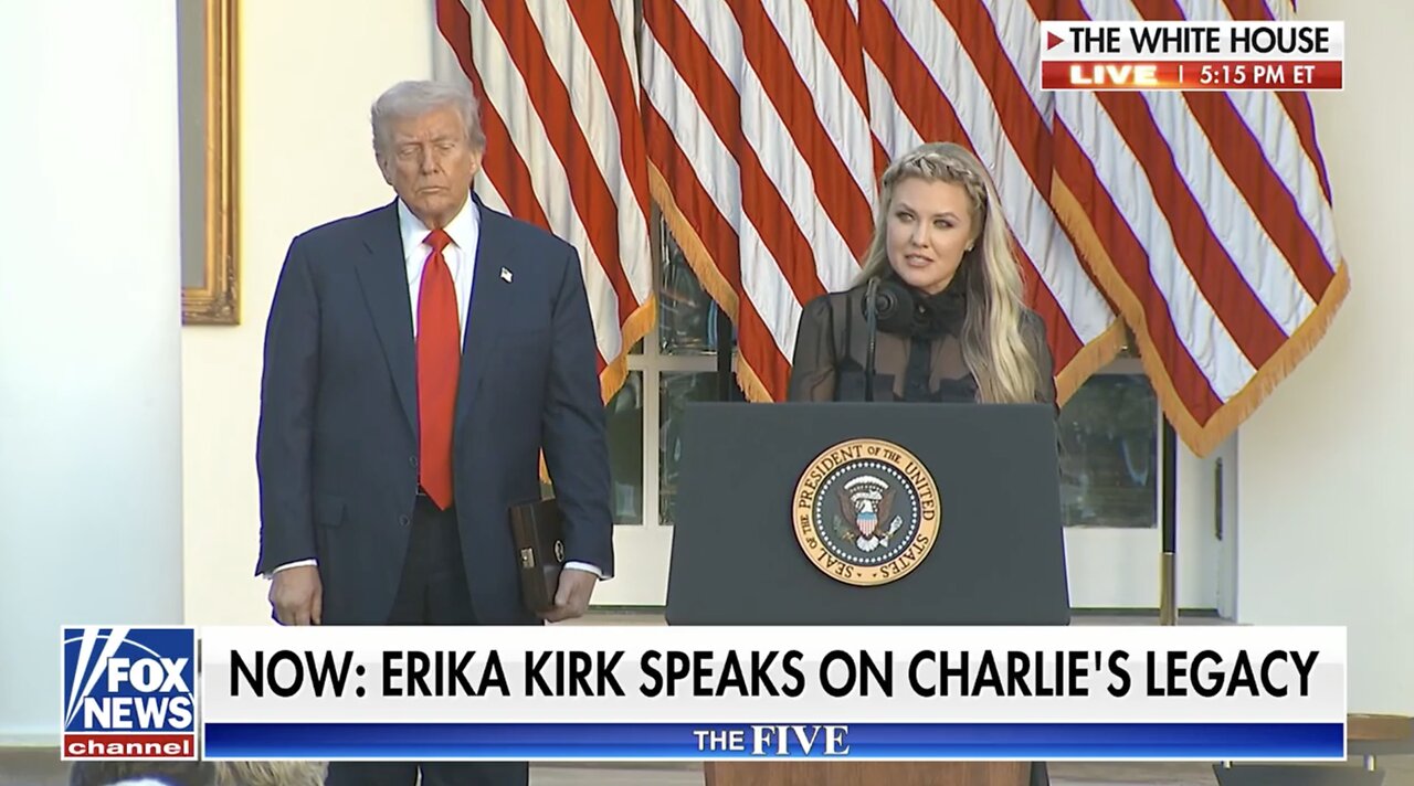 Erika Kirk delivers powerful tribute as Trump awards fallen Turning Point founder top honor