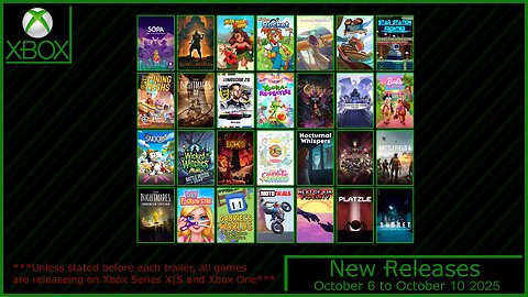 New Xbox Games for October 6 to October 10 2025