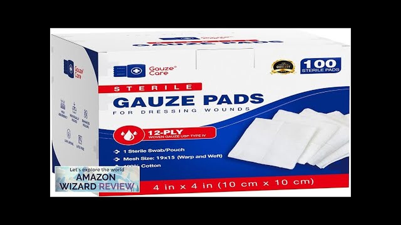 100pc Large Sterile Gauze Pads 4x4 Sterile for Wounds Bulk 12ply Review