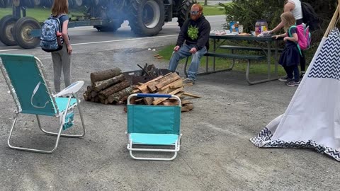 School Bus Drops Off Kids For Smores