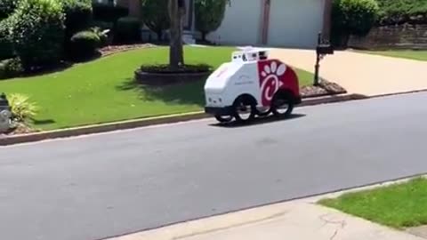 Chick-Fil-A Driverless ROBOT delivers food to a house!