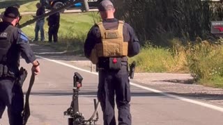 A bomb squad robot has arrived at the house of the suspect in the Genesee County, Michigan shooting.
