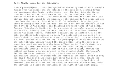 J. Q. ADAMS, Sworn In For The Defendant, 107th To Testify