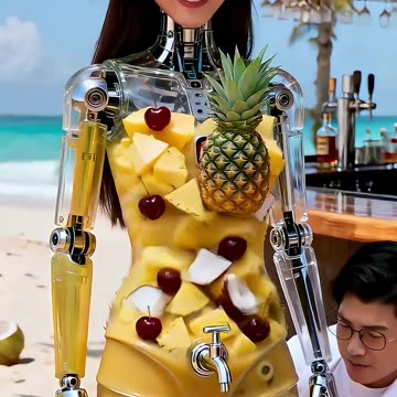 Piña Colada Cream Sauce Dispenser Robot, in Service #futuristic #robot #technology #humanoid #AI