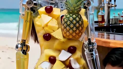 Piña Colada Cream Sauce Dispenser Robot, in Service #futuristic #robot #technology #humanoid #AI