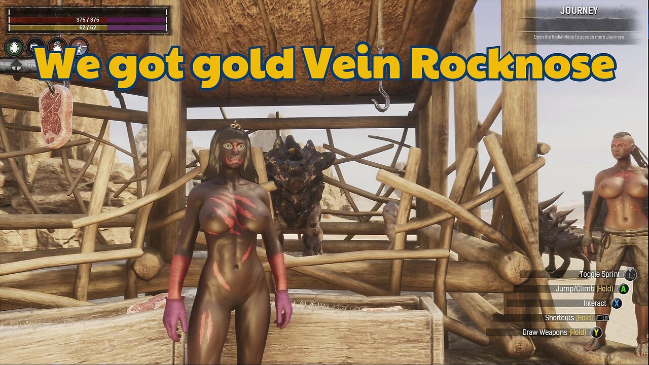 Conan Exiles back after the crash got one gold vein rocknose naked