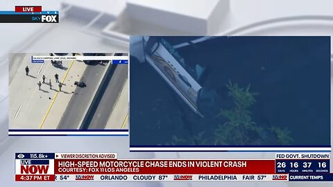 High-speed motorcycle chase ends in violent crash
