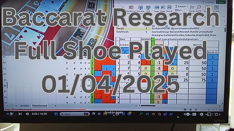 Baccarat Research: Full Shoe Played 01/04/2025: 1 Strategy, 3 Bankrolls Management.