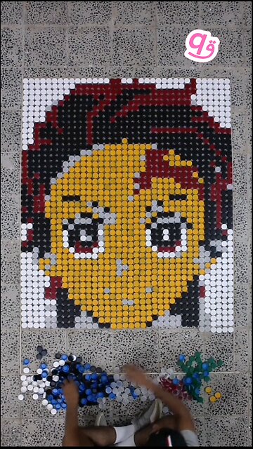 I made #tanjiro from Demon Slayer using 1,872 bottle caps! 🔥